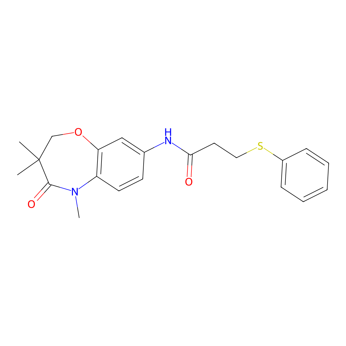 3-(phenylthio)-N-(3,3,5-trimethyl-4-oxo-2,3,4,5-tetrahydrobenzo[b][1,4]oxazepin-8-yl)propanamide molecular structure, CAS 1206989-02-7