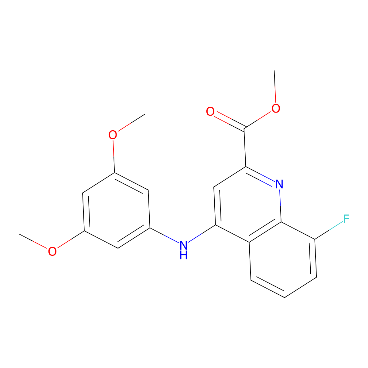 Methyl 4-[(3,5-dimethoxyphenyl)amino]-8-fluoroquinoline-2-carboxylate molecular structure, CAS 1206989-11-8