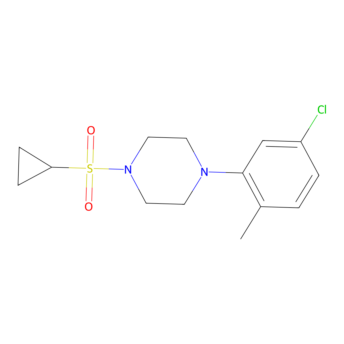 1-(5-Chloro-2-methylphenyl)-4-(cyclopropylsulfonyl)piperazine molecular structure, CAS 1206989-12-9