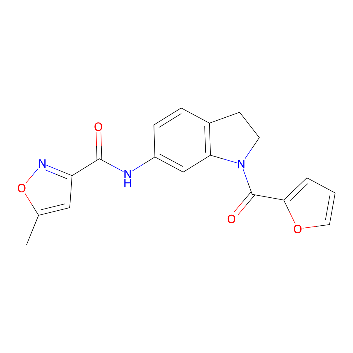 N-(1-(furan-2-carbonyl)indolin-6-yl)-5-methylisoxazole-3-carboxamide molecular structure, CAS 1206989-22-1
