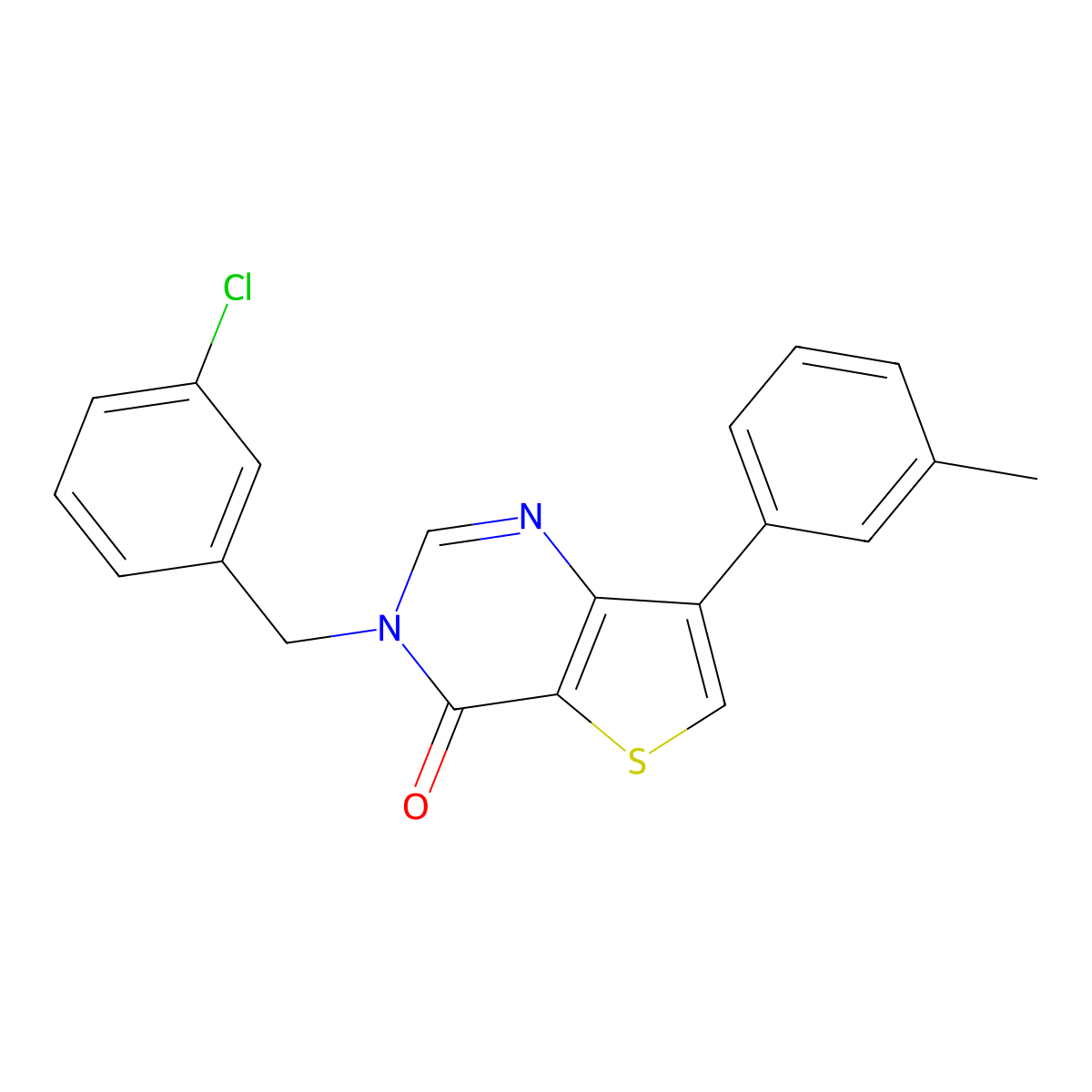 3-(3-chlorobenzyl)-7-(3-methylphenyl)thieno[3,2-d]pyrimidin-4(3H)-one molecular structure, CAS 1206989-27-6