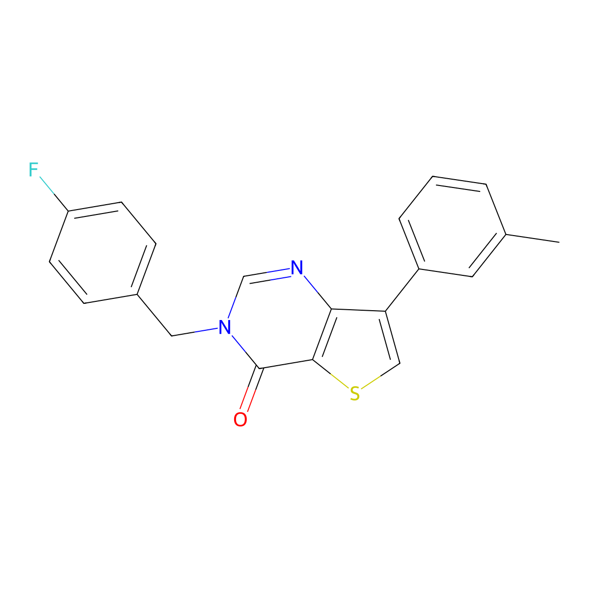 3-(4-fluorobenzyl)-7-(3-methylphenyl)thieno[3,2-d]pyrimidin-4(3H)-one molecular structure, CAS 1206989-32-3