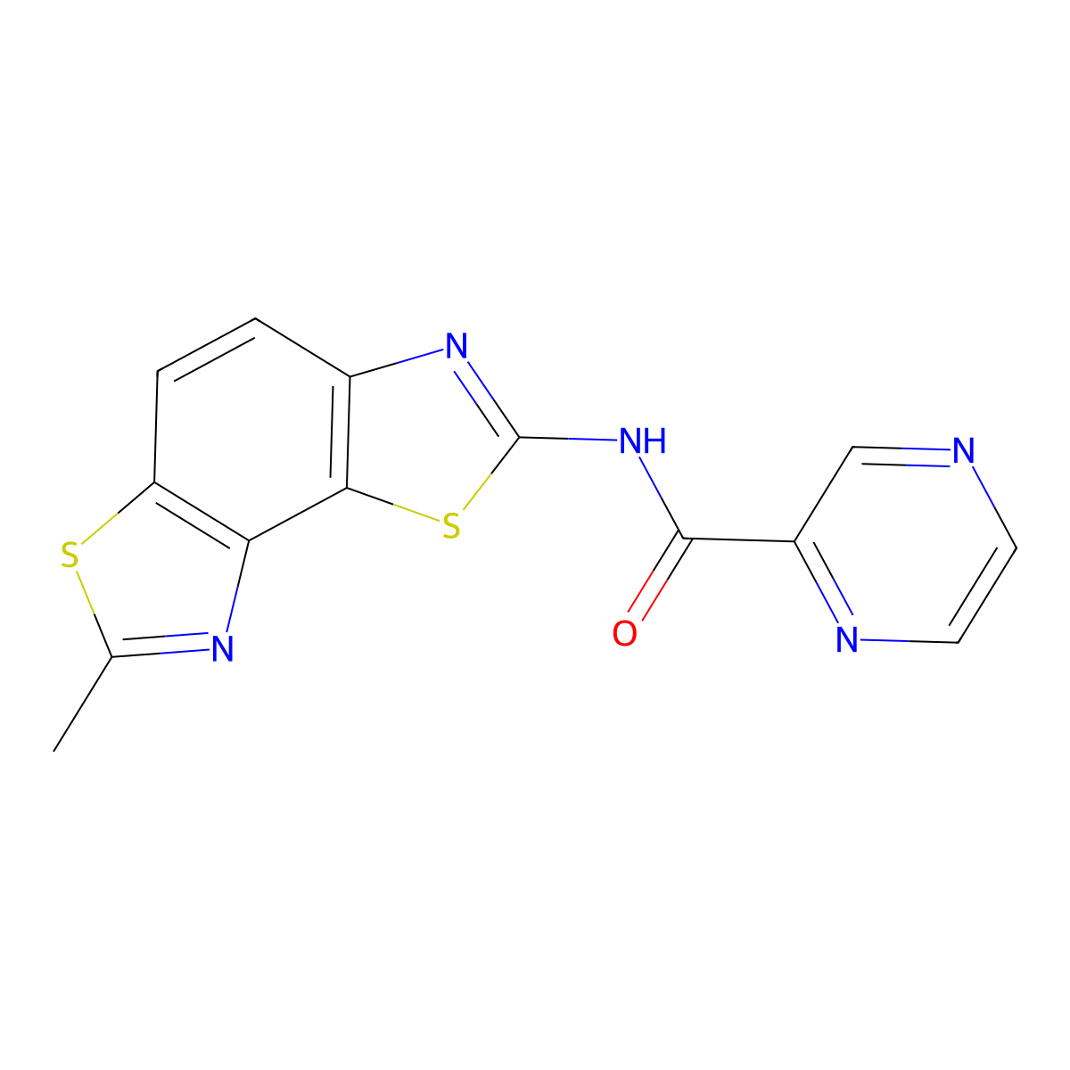 N-(7-methylbenzo[1,2-d:3,4-d']bis(thiazole)-2-yl)pyrazine-2-carboxamide molecular structure, CAS 1206989-34-5