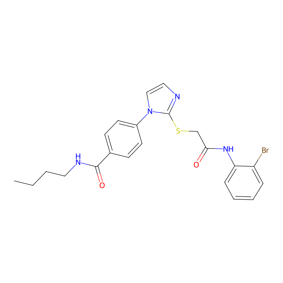 4-(2-((2-((2-bromophenyl)amino)-2-oxoethyl)thio)-1H-imidazol-1-yl)-N-butylbenzamide molecular structure, CAS 1206989-35-6