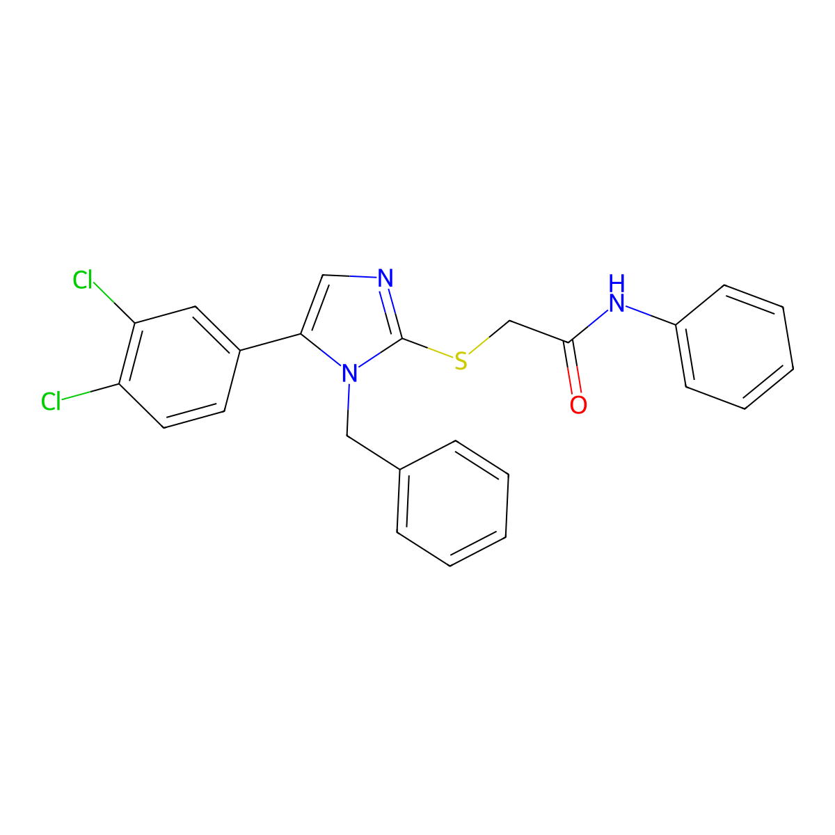 2-((1-benzyl-5-(3,4-dichlorophenyl)-1H-imidazol-2-yl)thio)-N-phenylacetamide molecular structure, CAS 1206989-48-1