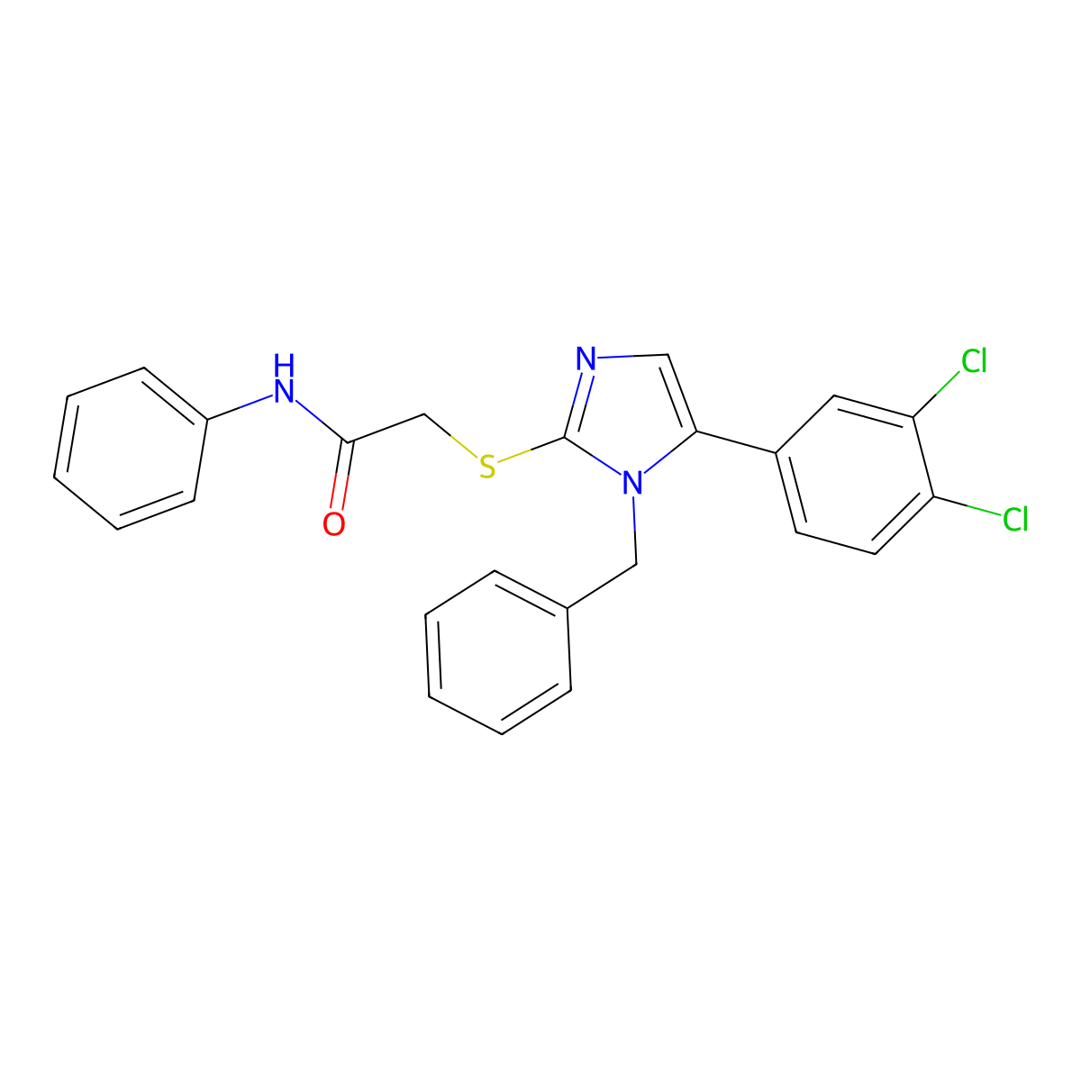 2-((1-benzyl-5-(3,4-dichlorophenyl)-1H-imidazol-2-yl)thio)-N-phenylacetamide molecular structure, CAS 1206989-48-1