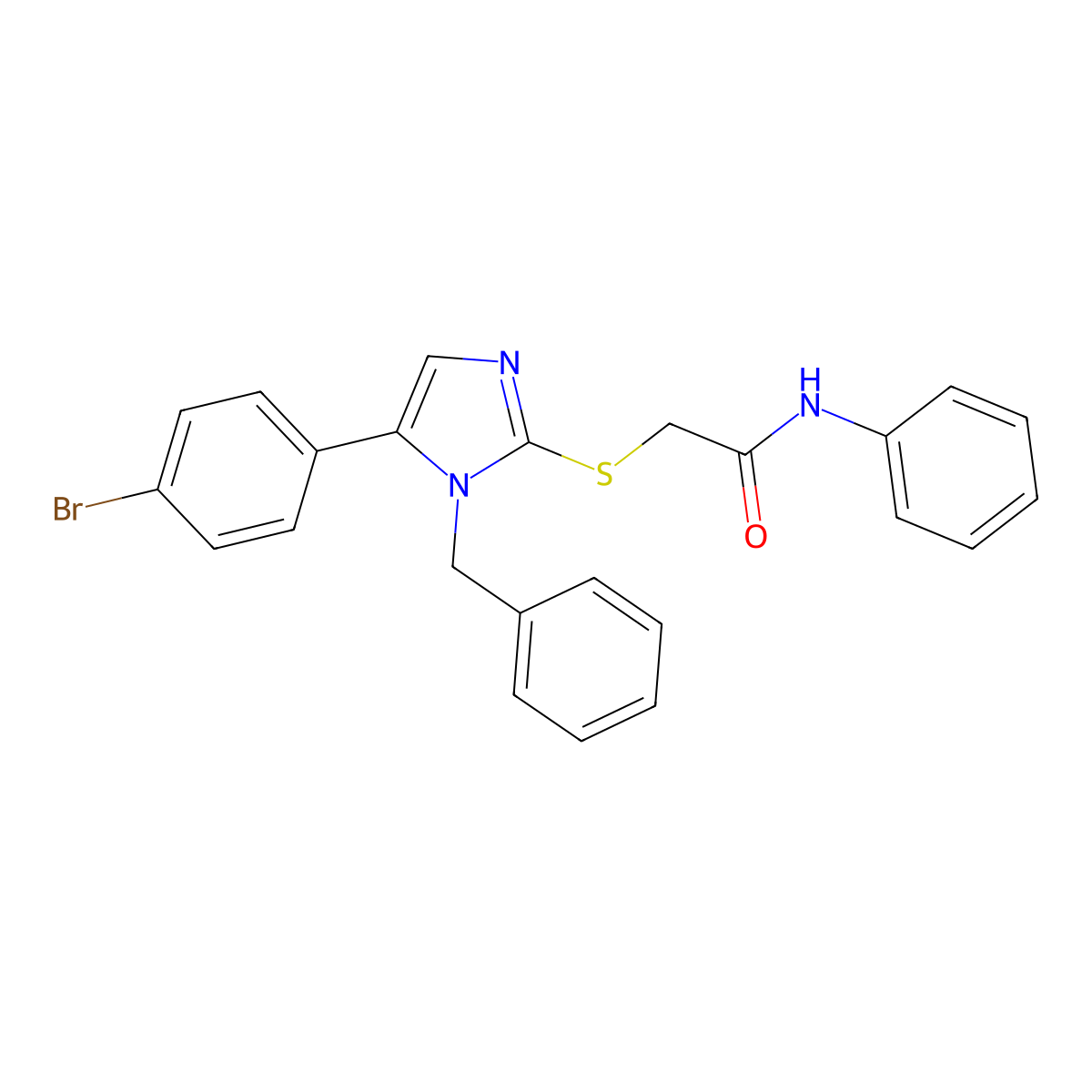 2-((1-benzyl-5-(4-bromophenyl)-1H-imidazol-2-yl)thio)-N-phenylacetamide molecular structure, CAS 1206989-59-4