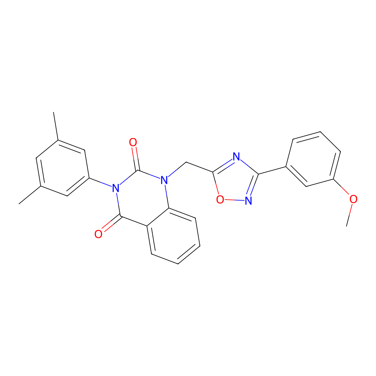 3-(3,5-dimethylphenyl)-1-((3-(3-methoxyphenyl)-1,2,4-oxadiazol-5-yl)methyl)quinazoline-2,4(1H,3H)-dione molecular structure, CAS 1206989-60-7