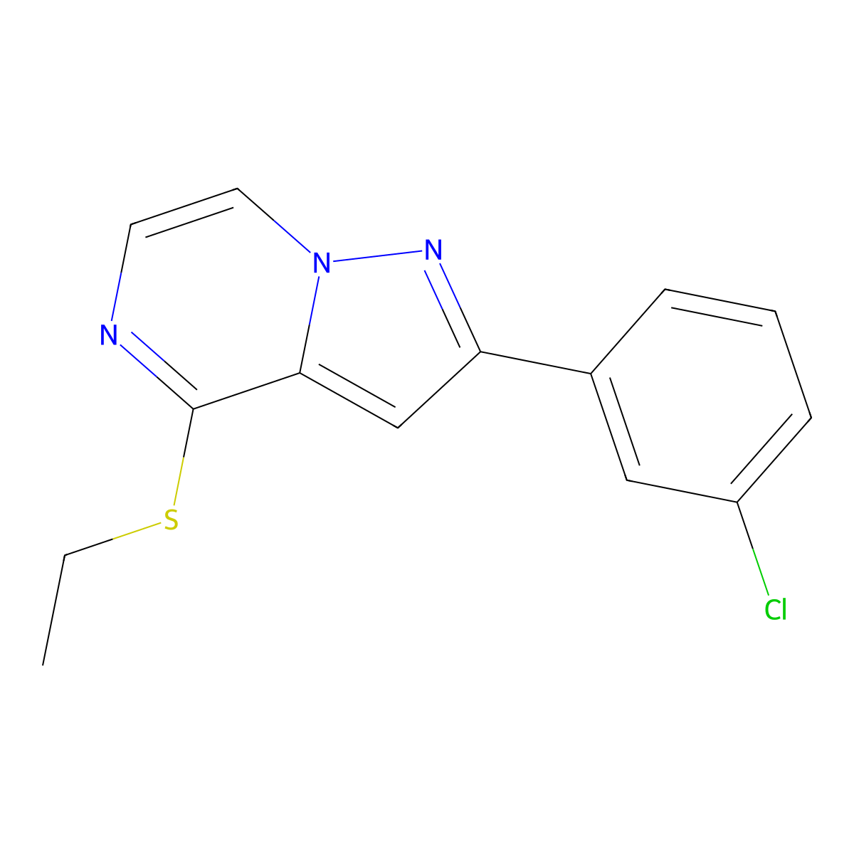 2-(3-Chlorophenyl)-4-(ethylsulfanyl)pyrazolo[1,5-a]pyrazine molecular structure, CAS 1206989-61-8
