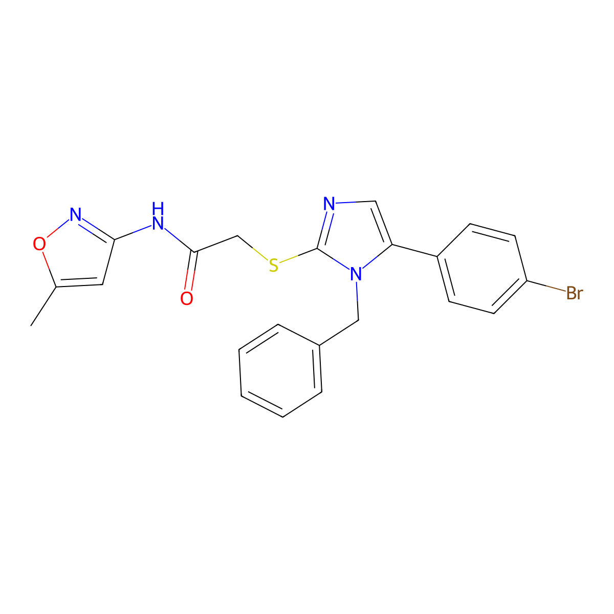 2-((1-benzyl-5-(4-bromophenyl)-1H-imidazol-2-yl)thio)-N-(5-methylisoxazol-3-yl)acetamide molecular structure, CAS 1206989-68-5