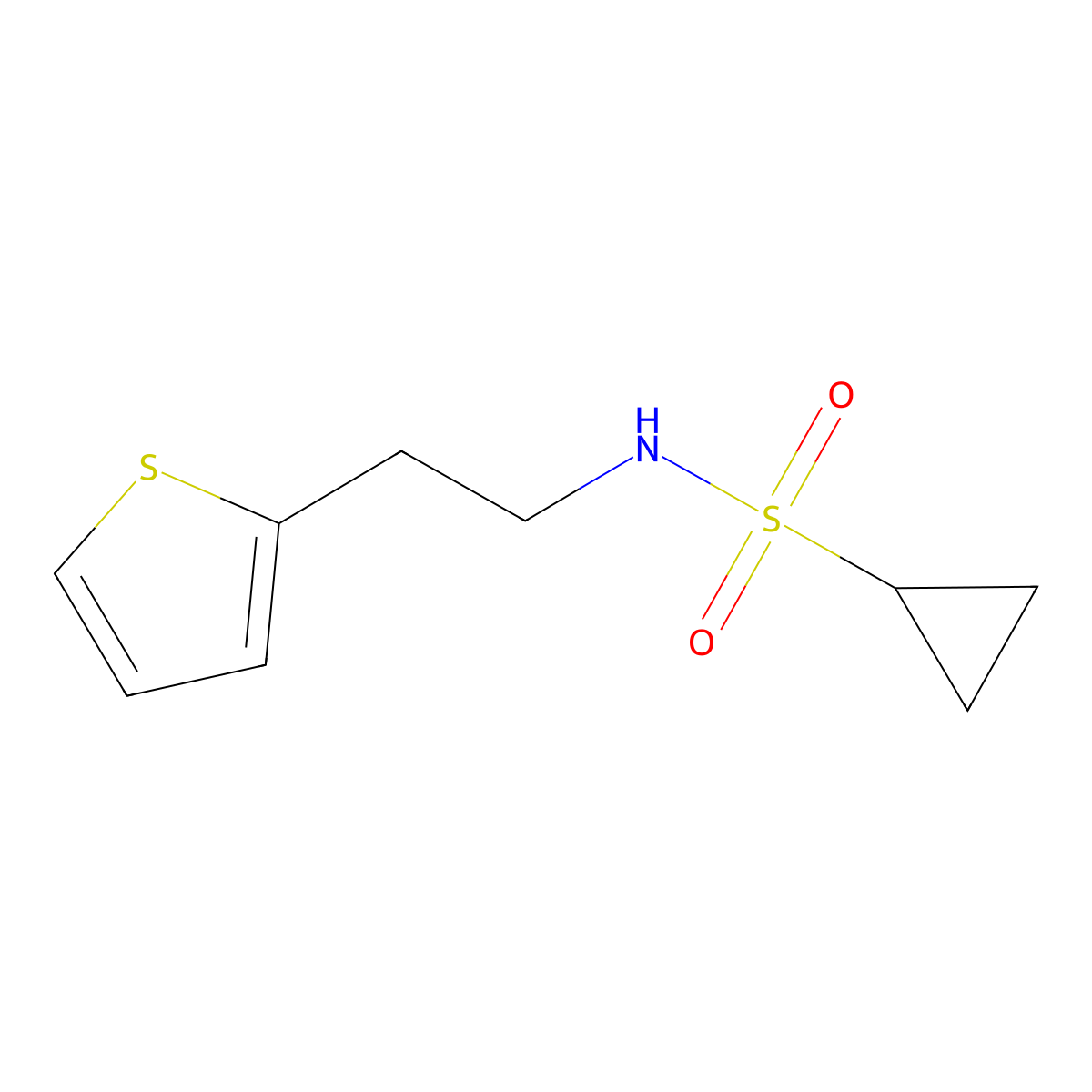 N-(2-(thiophen-2-yl)ethyl)cyclopropanesulfonamide molecular structure, CAS 1206989-72-1