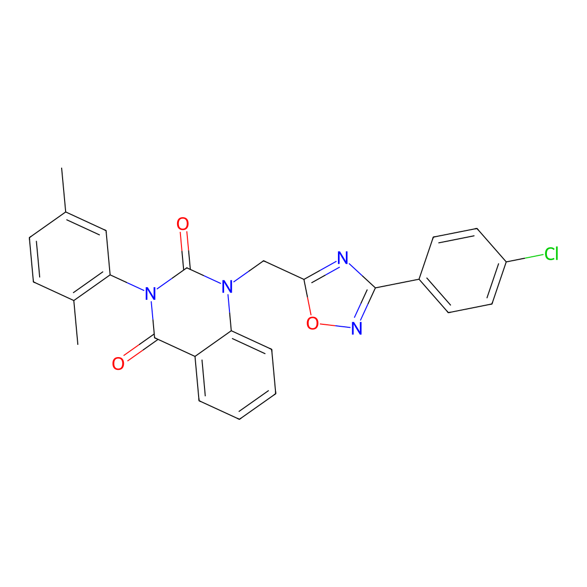 1-((3-(4-chlorophenyl)-1,2,4-oxadiazol-5-yl)methyl)-3-(2,5-dimethylphenyl)quinazoline-2,4(1H,3H)-dione molecular structure, CAS 1206989-78-7