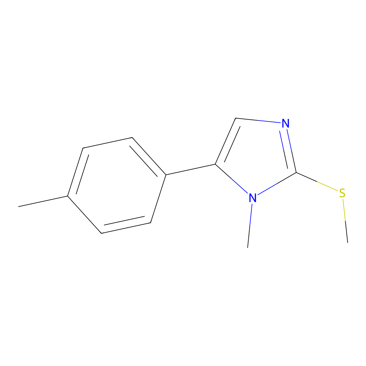 1-methyl-2-(methylthio)-5-(p-tolyl)-1H-imidazole molecular structure, CAS 1206989-89-0