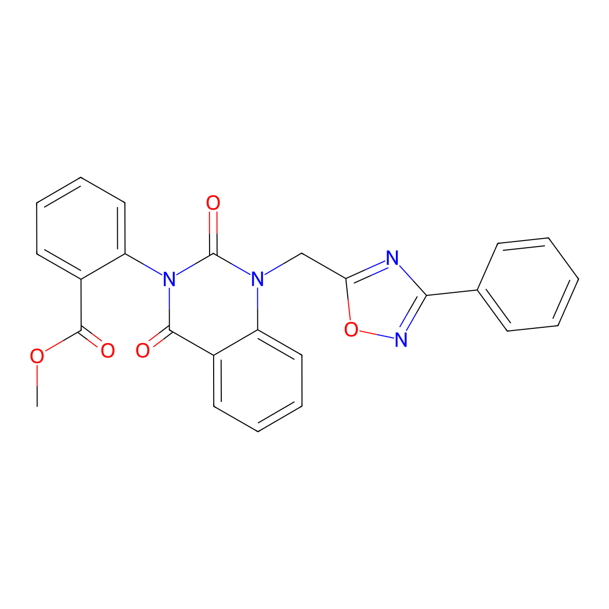 methyl 2-(2,4-dioxo-1-((3-phenyl-1,2,4-oxadiazol-5-yl)methyl)-1,2-dihydroquinazolin-3(4H)-yl)benzoate molecular structure, CAS 1206989-90-3