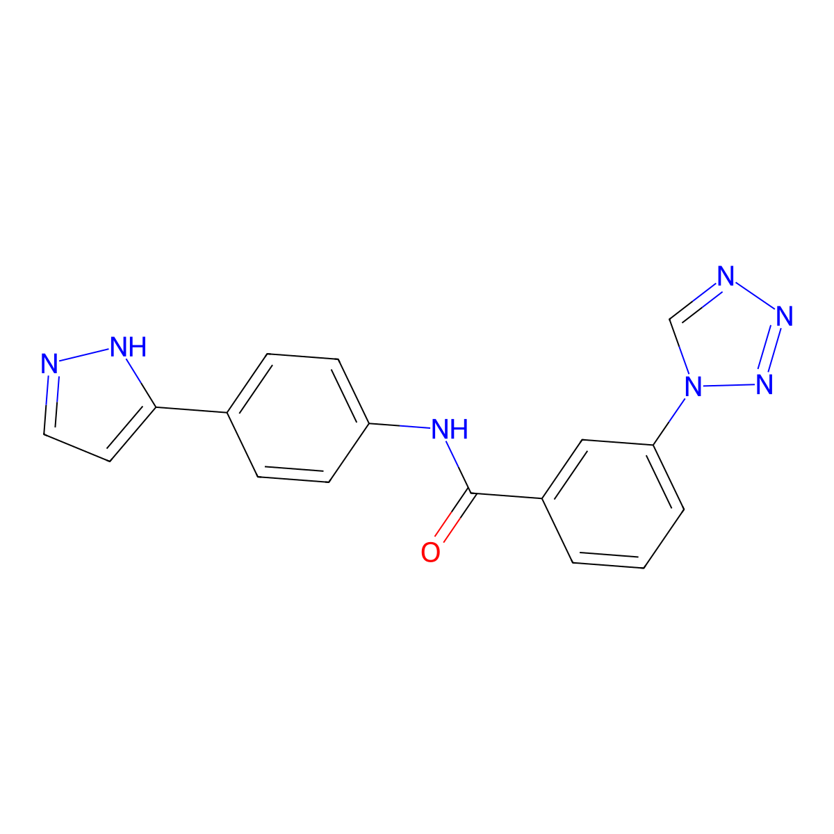 N-(4-(1H-pyrazol-3-yl)phenyl)-3-(1H-tetrazol-1-yl)benzamide molecular structure, CAS 1206989-91-4