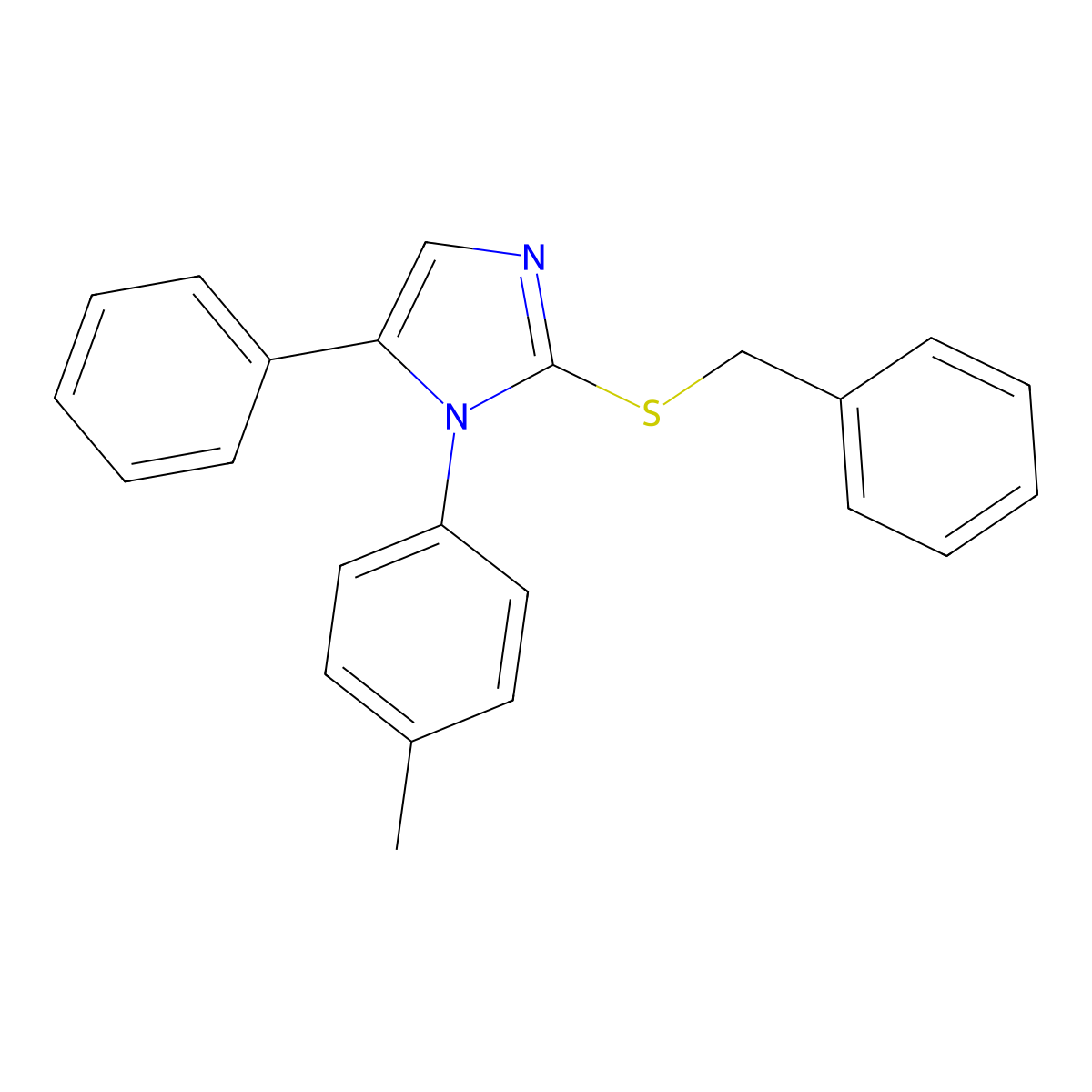 2-(benzylthio)-5-phenyl-1-(p-tolyl)-1H-imidazole molecular structure, CAS 1206989-92-5