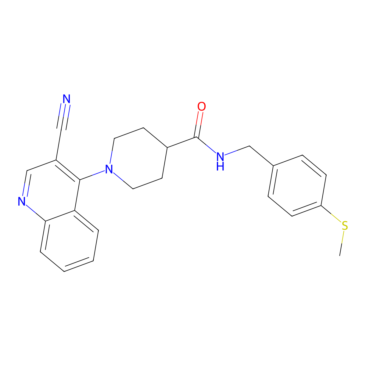 1-(3-cyanoquinolin-4-yl)-N-{[4-(methylsulfanyl)phenyl]methyl}piperidine-4-carboxamide molecular structure, CAS 1206989-94-7