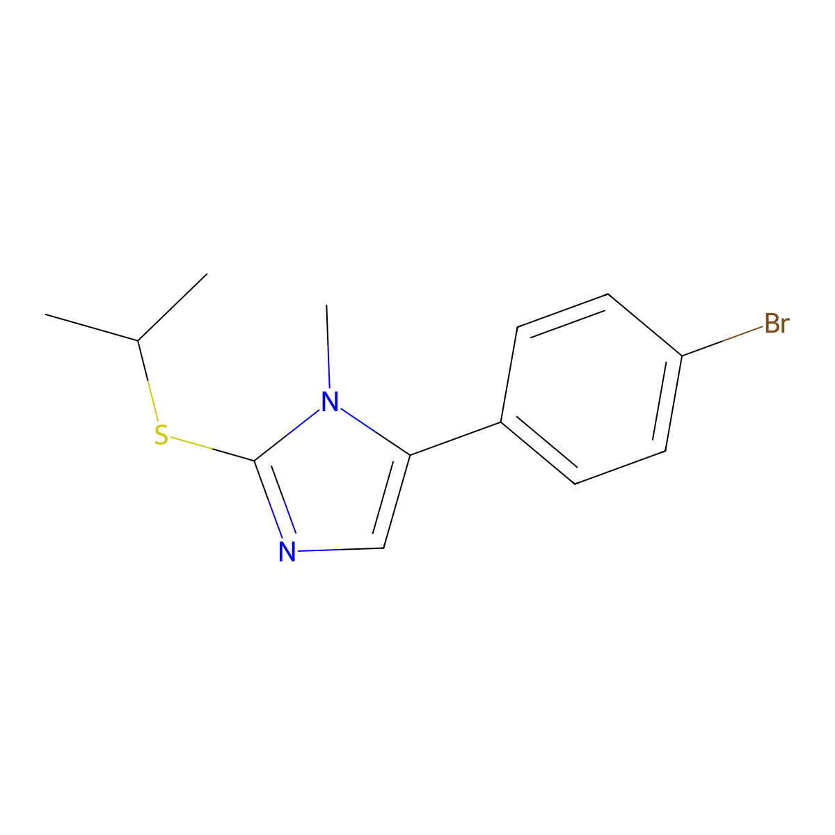 5-(4-bromophenyl)-2-(isopropylthio)-1-methyl-1H-imidazole molecular structure, CAS 1206989-96-9