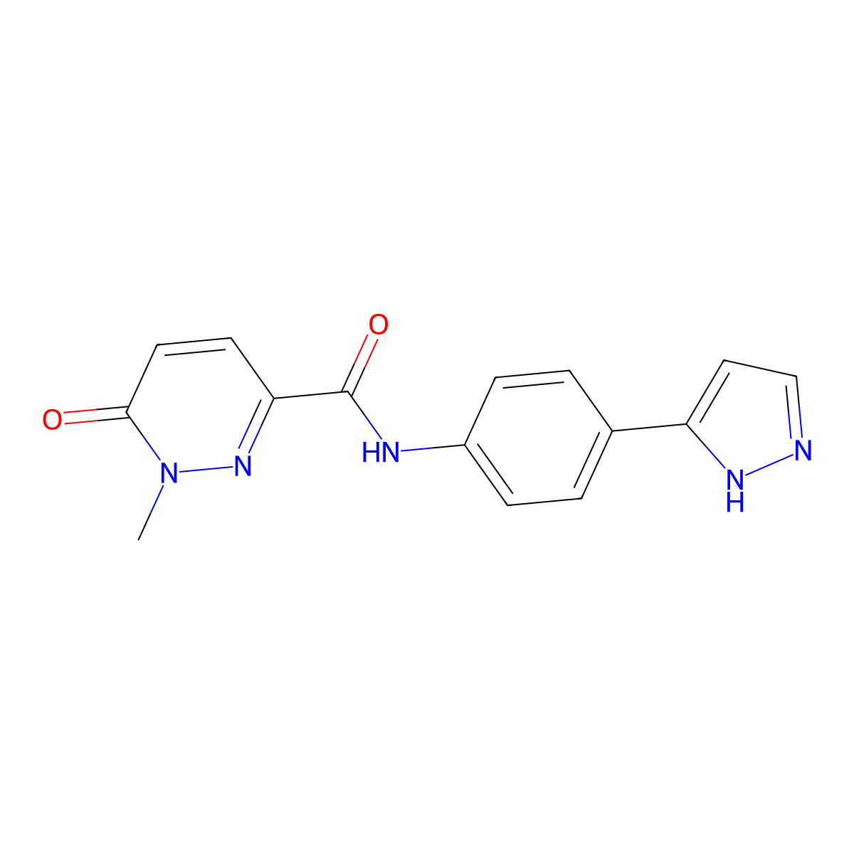 1-methyl-6-oxo-N-[4-(1H-pyrazol-3-yl)phenyl]-1,6-dihydropyridazine-3-carboxamide molecular structure, CAS 1206989-97-0