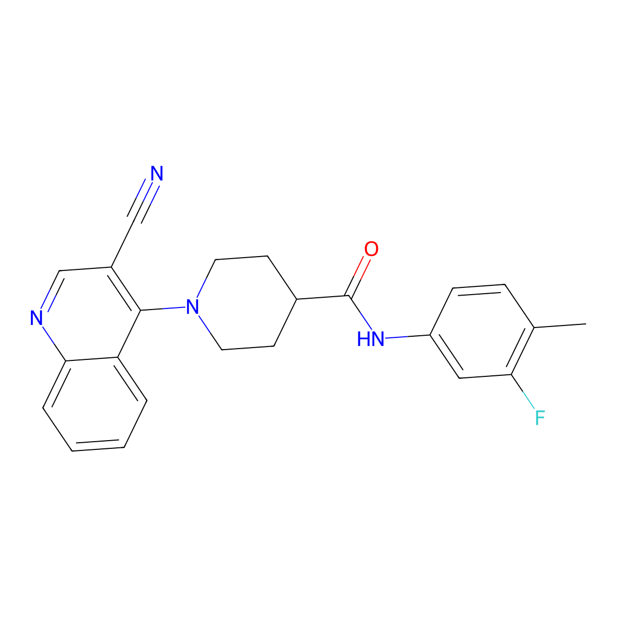 1-(3-cyanoquinolin-4-yl)-N-(3-fluoro-4-methylphenyl)piperidine-4-carboxamide molecular structure, CAS 1206990-03-5