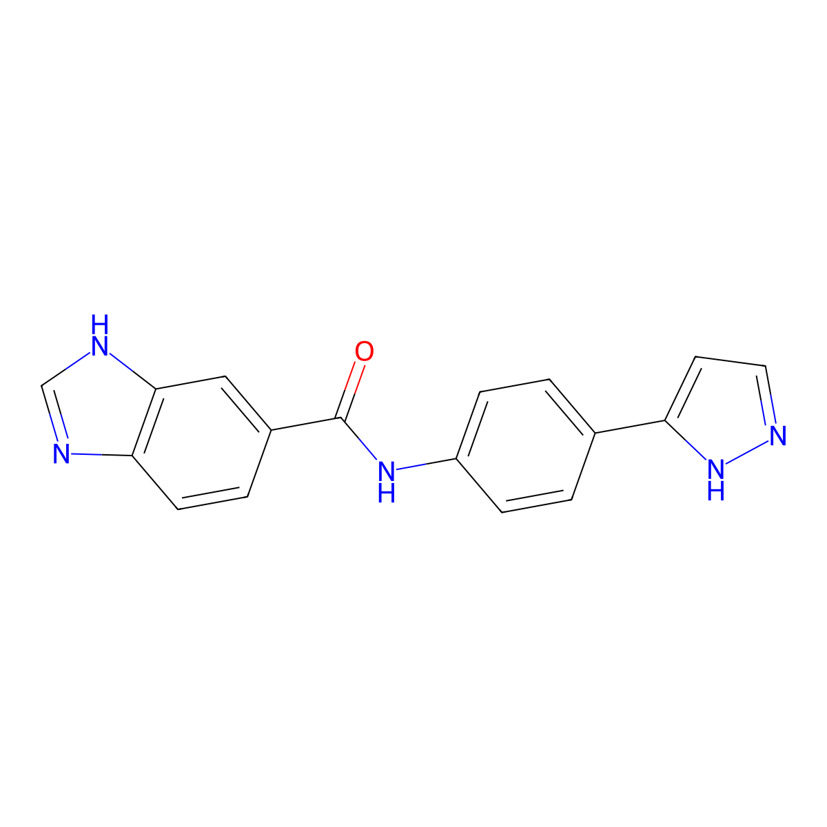 N-[4-(1H-pyrazol-3-yl)phenyl]-1H-1,3-benzodiazole-5-carboxamide molecular structure, CAS 1206990-04-6