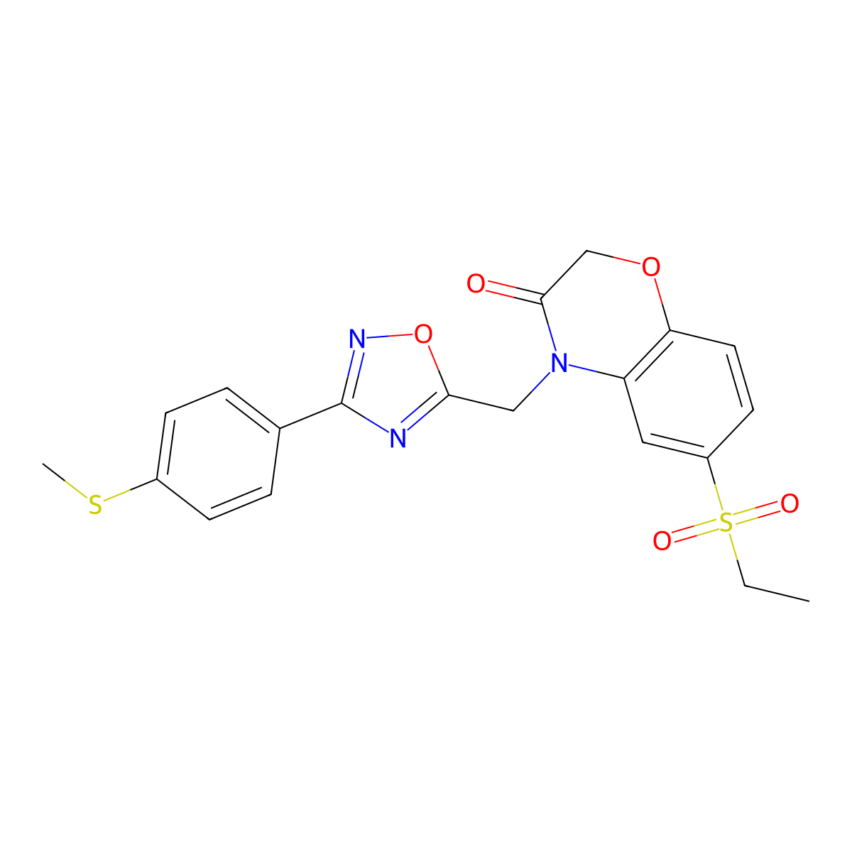 6-(ethylsulfonyl)-4-((3-(4-(methylthio)phenyl)-1,2,4-oxadiazol-5-yl)methyl)-2H-benzo[b][1,4]oxazin-3(4H)-one molecular structure, CAS 1206990-07-9