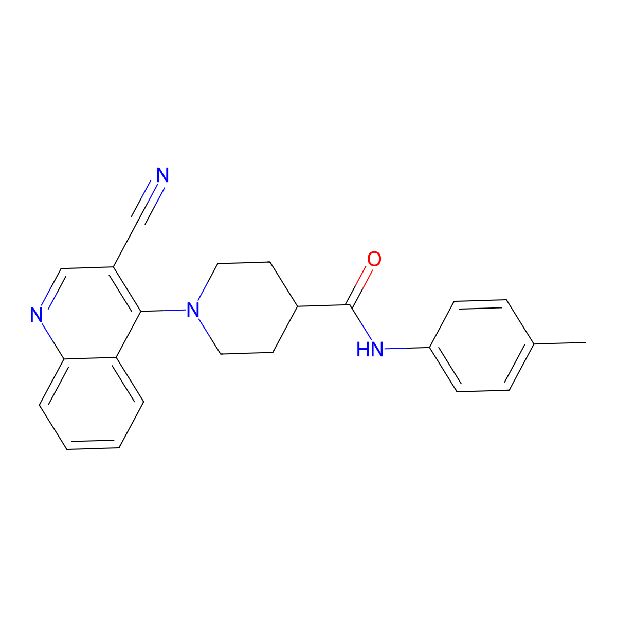 1-(3-cyanoquinolin-4-yl)-N-(4-methylphenyl)piperidine-4-carboxamide molecular structure, CAS 1206990-09-1