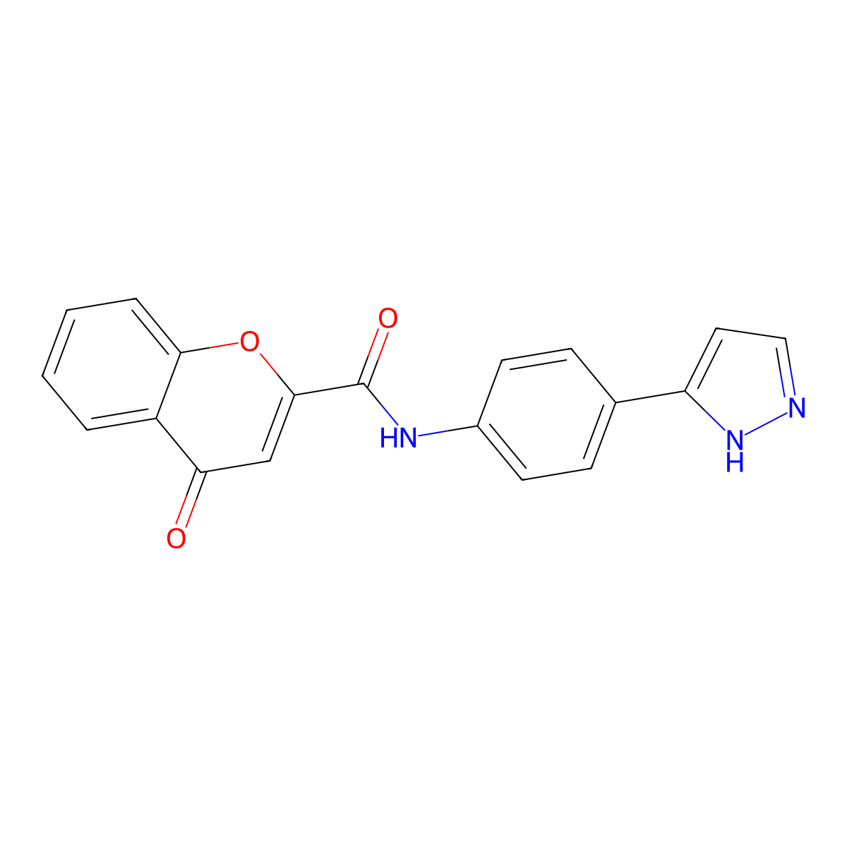 N-(4-(1H-pyrazol-3-yl)phenyl)-4-oxo-4H-chromene-2-carboxamide molecular structure, CAS 1206990-10-4