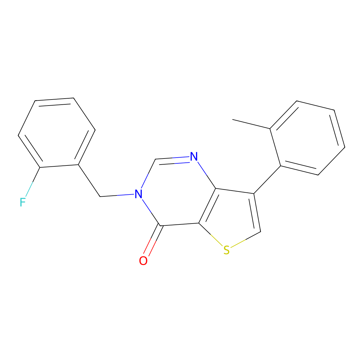 3-(2-fluorobenzyl)-7-(2-methylphenyl)thieno[3,2-d]pyrimidin-4(3H)-one molecular structure, CAS 1206990-11-5