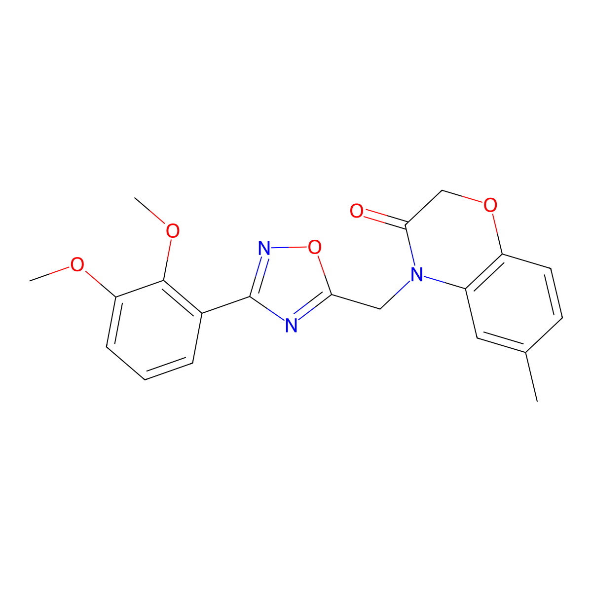 4-{[3-(2,3-dimethoxyphenyl)-1,2,4-oxadiazol-5-yl]methyl}-6-methyl-2H-1,4-benzoxazin-3(4H)-one molecular structure, CAS 1206990-13-7