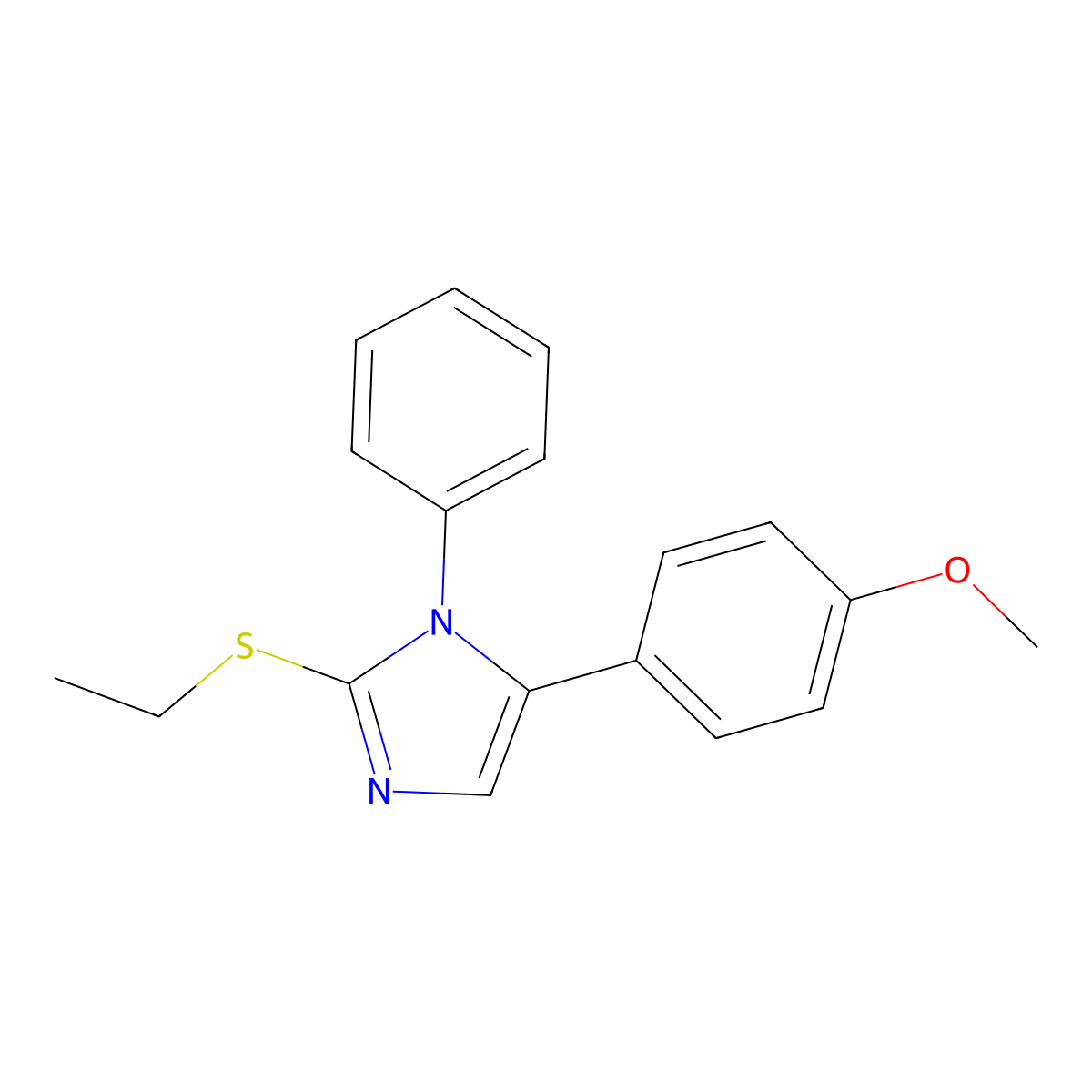 2-(ethylthio)-5-(4-methoxyphenyl)-1-phenyl-1H-imidazole molecular structure, CAS 1206990-14-8