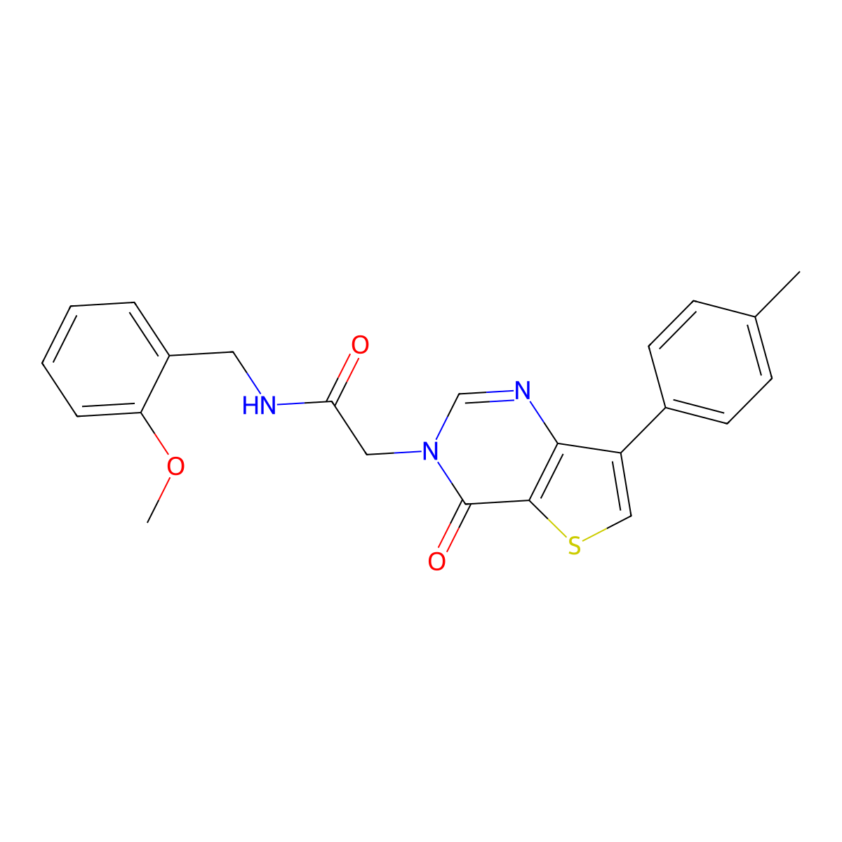 N-(2-methoxybenzyl)-2-[7-(4-methylphenyl)-4-oxothieno[3,2-d]pyrimidin-3(4H)-yl]acetamide molecular structure, CAS 1206990-22-8