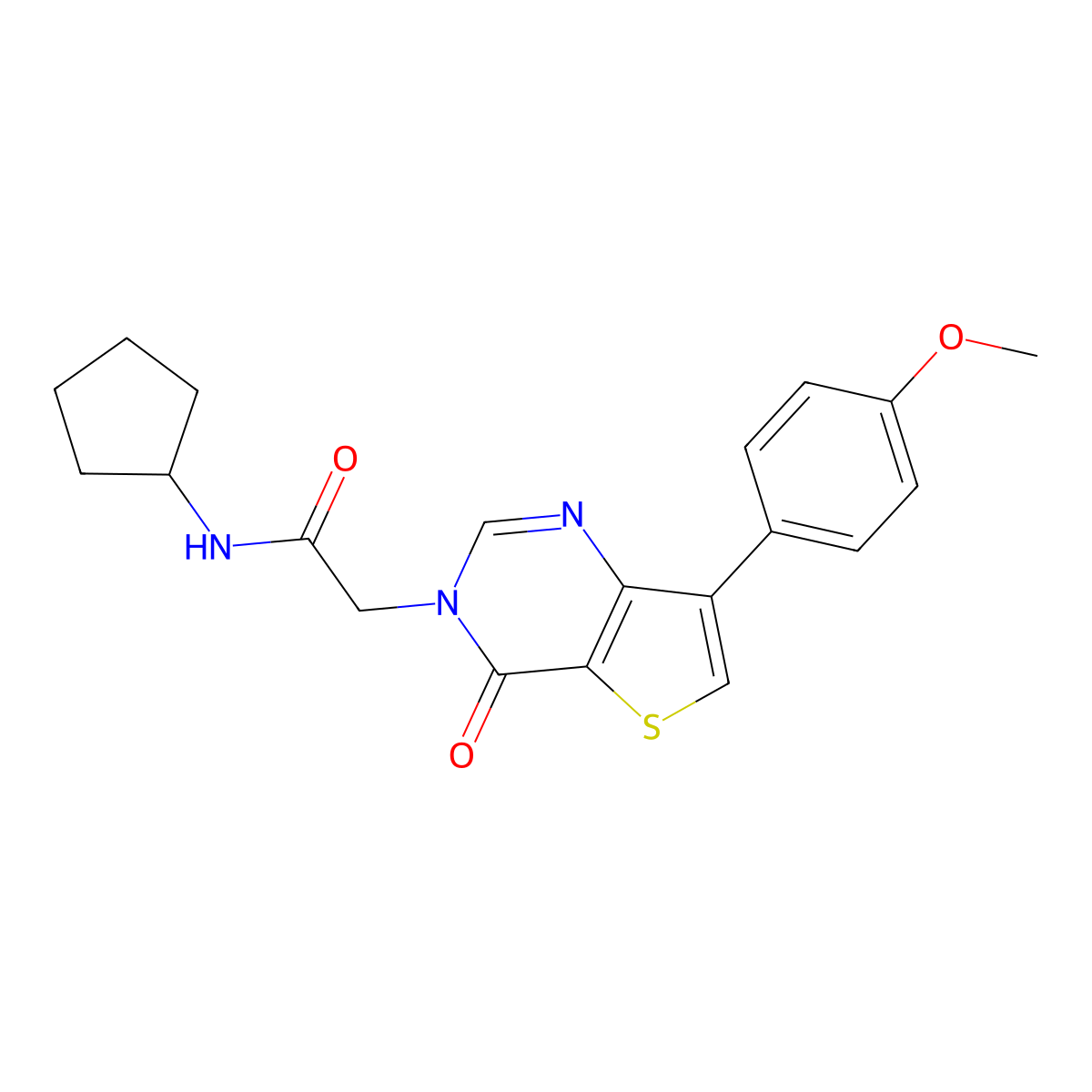 N-cyclopentyl-2-[7-(4-methoxyphenyl)-4-oxothieno[3,2-d]pyrimidin-3(4H)-yl]acetamide molecular structure, CAS 1206990-25-1