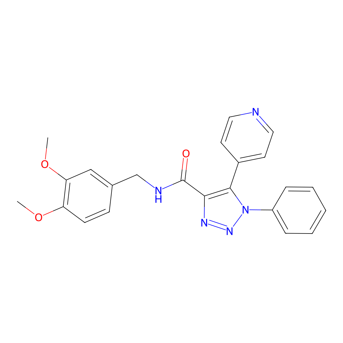 N-[(3,4-dimethoxyphenyl)methyl]-1-phenyl-5-(pyridin-4-yl)-1H-1,2,3-triazole-4-carboxamide molecular structure, CAS 1206990-27-3