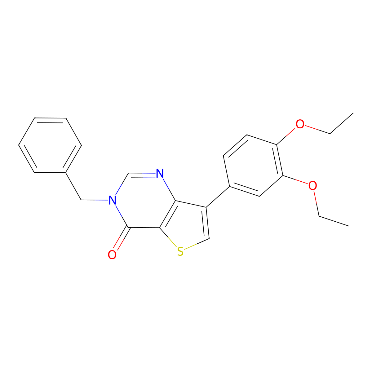 3-benzyl-7-(3,4-diethoxyphenyl)thieno[3,2-d]pyrimidin-4(3H)-one molecular structure, CAS 1206990-28-4