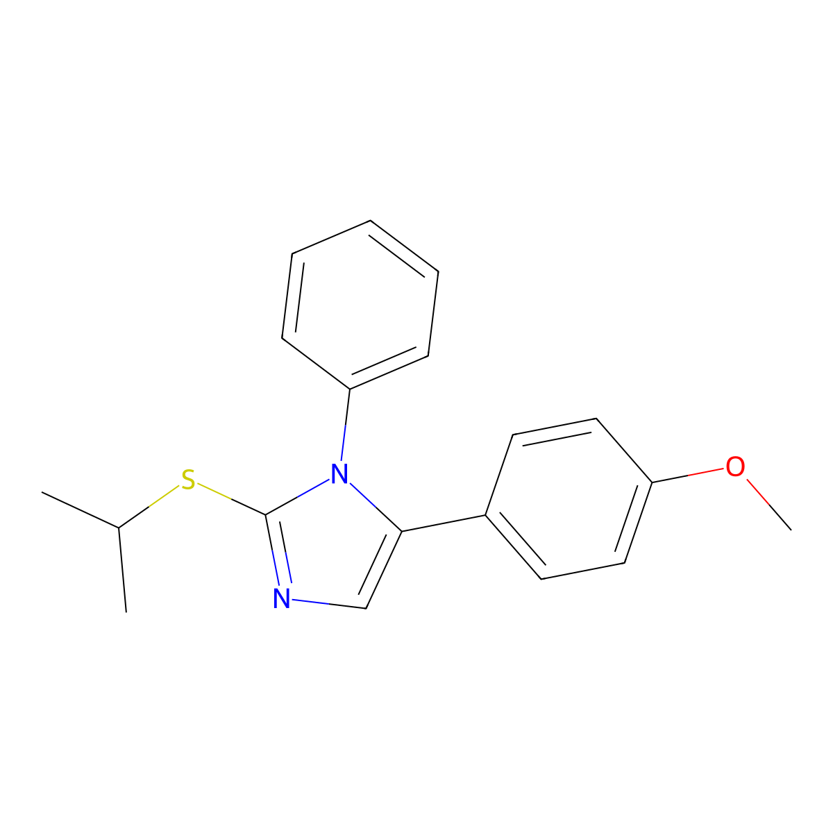 2-(isopropylthio)-5-(4-methoxyphenyl)-1-phenyl-1H-imidazole molecular structure, CAS 1206990-36-4