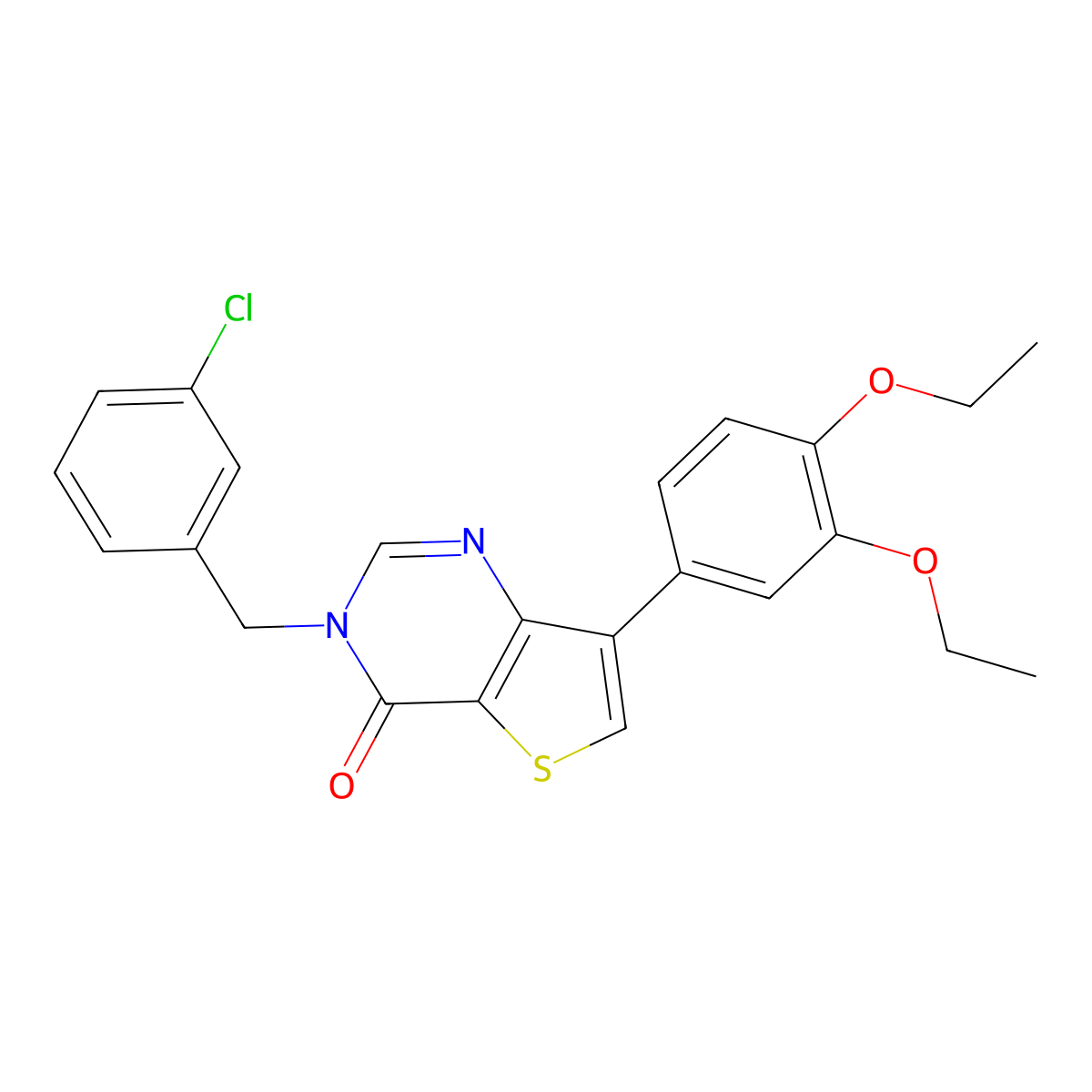3-(3-chlorobenzyl)-7-(3,4-diethoxyphenyl)thieno[3,2-d]pyrimidin-4(3H)-one molecular structure, CAS 1206990-38-6