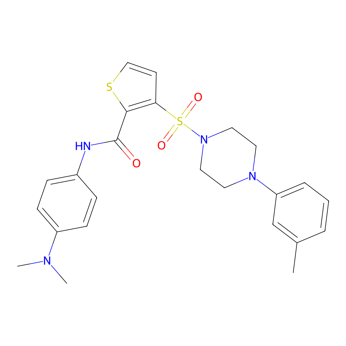N-[4-(dimethylamino)phenyl]-3-{[4-(3-methylphenyl)piperazin-1-yl]sulfonyl}thiophene-2-carboxamide molecular structure, CAS 1206990-39-7