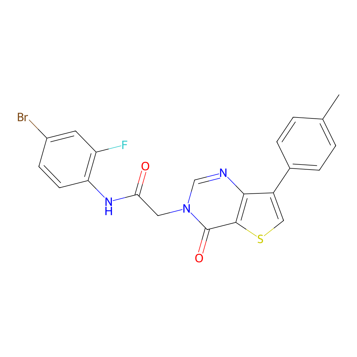 N-(4-bromo-2-fluorophenyl)-2-[7-(4-methylphenyl)-4-oxothieno[3,2-d]pyrimidin-3(4H)-yl]acetamide molecular structure, CAS 1206990-40-0