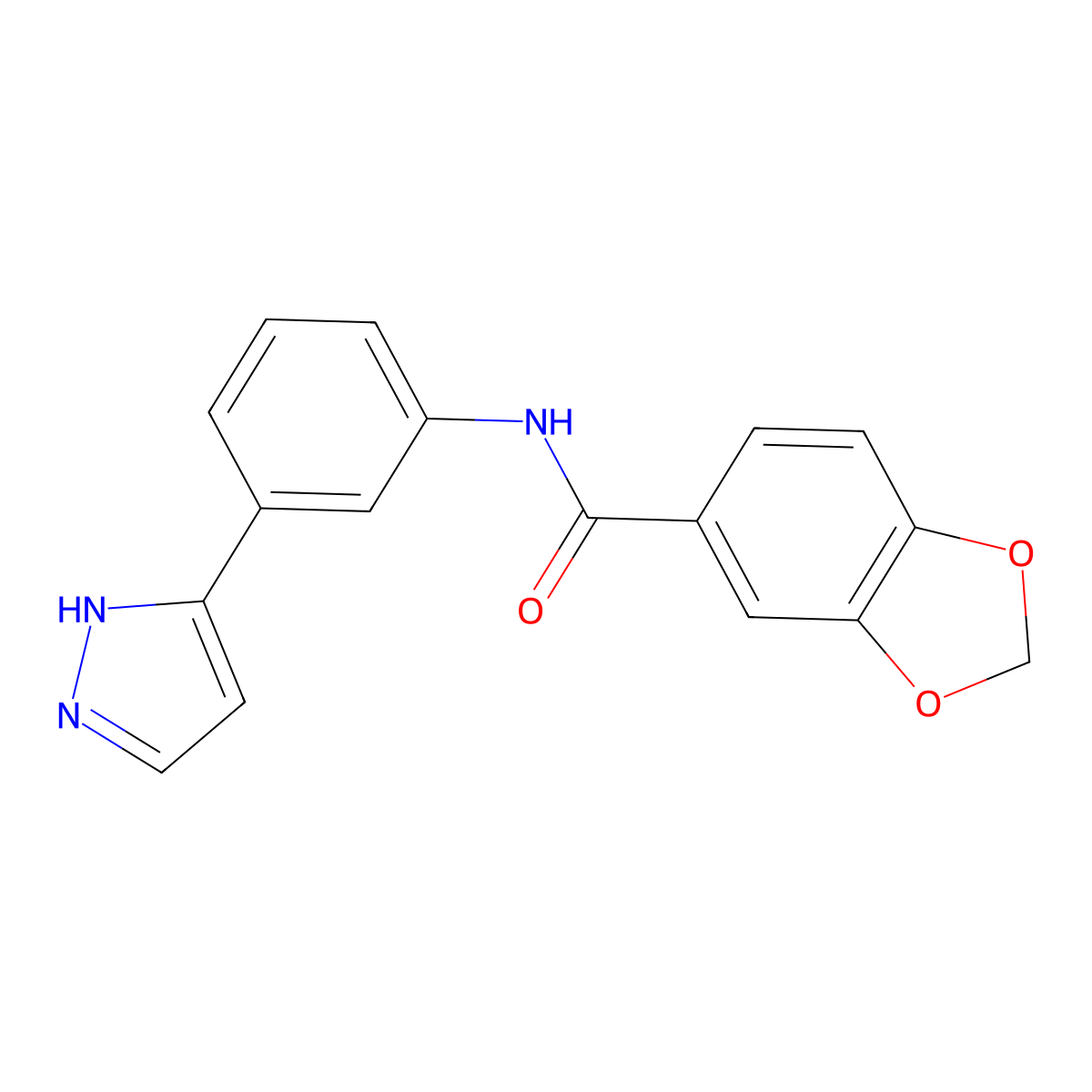 N-(3-(1H-pyrazol-3-yl)phenyl)benzo[d][1,3]dioxole-5-carboxamide molecular structure, CAS 1206990-41-1