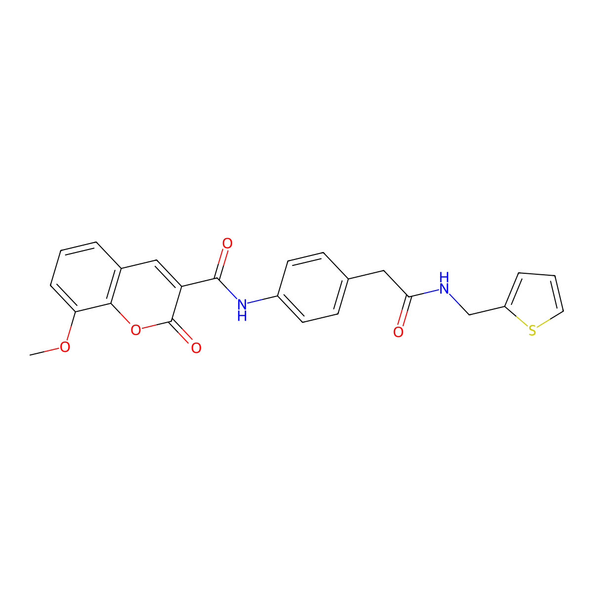 8-methoxy-2-oxo-N-(4-(2-oxo-2-((thiophen-2-ylmethyl)amino)ethyl)phenyl)-2H-chromene-3-carboxamide molecular structure, CAS 1206990-48-8