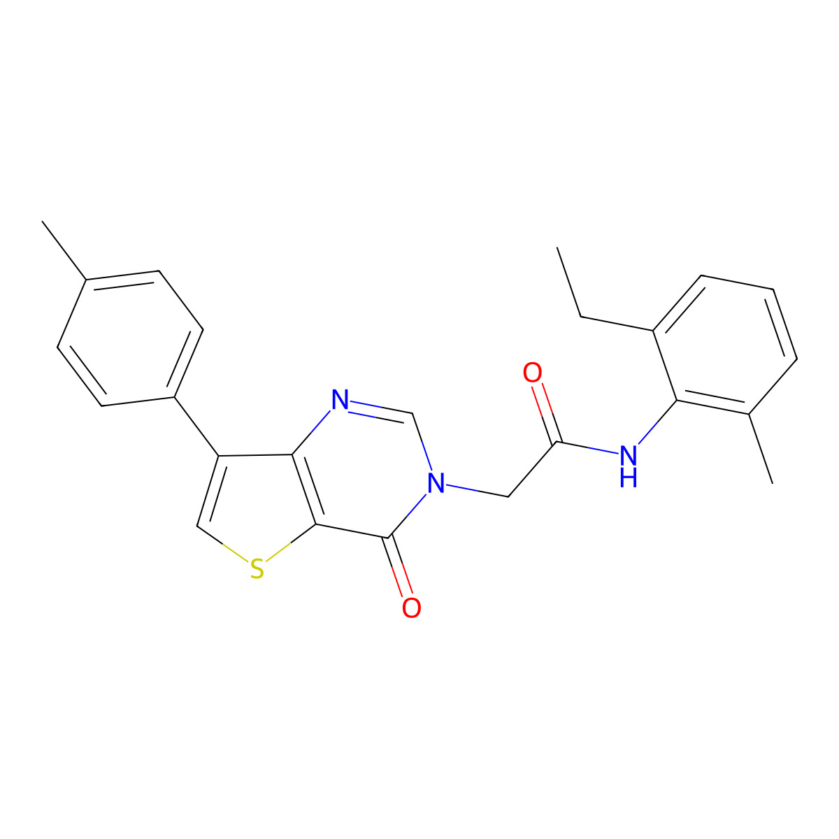N-(2-ethyl-6-methylphenyl)-2-[7-(4-methylphenyl)-4-oxothieno[3,2-d]pyrimidin-3(4H)-yl]acetamide molecular structure, CAS 1206990-50-2