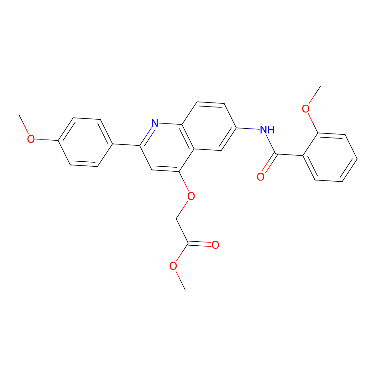 Methyl 2-{[6-(2-methoxybenzamido)-2-(4-methoxyphenyl)quinolin-4-yl]oxy}acetate molecular structure, CAS 1206990-52-4