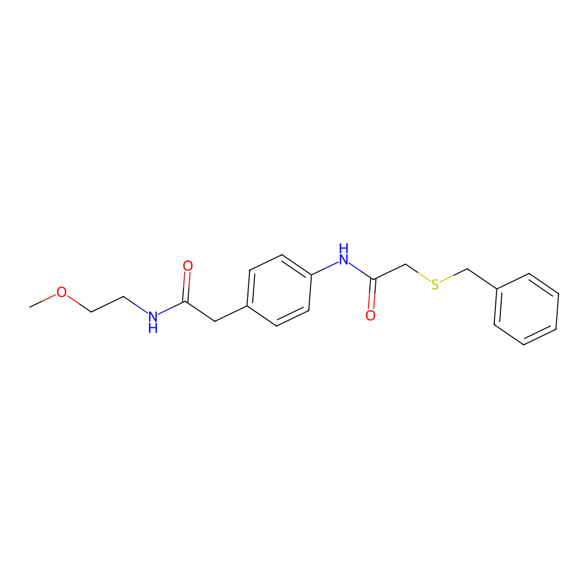 2-(benzylthio)-N-(4-(2-((2-methoxyethyl)amino)-2-oxoethyl)phenyl)acetamide molecular structure, CAS 1206990-58-0