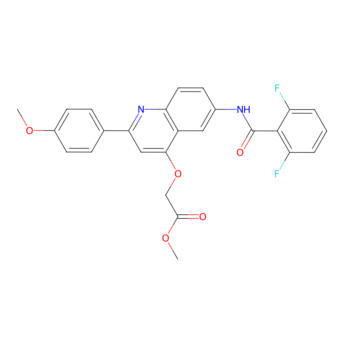 Methyl 2-{[6-(2,6-difluorobenzamido)-2-(4-methoxyphenyl)quinolin-4-yl]oxy}acetate molecular structure, CAS 1206990-59-1