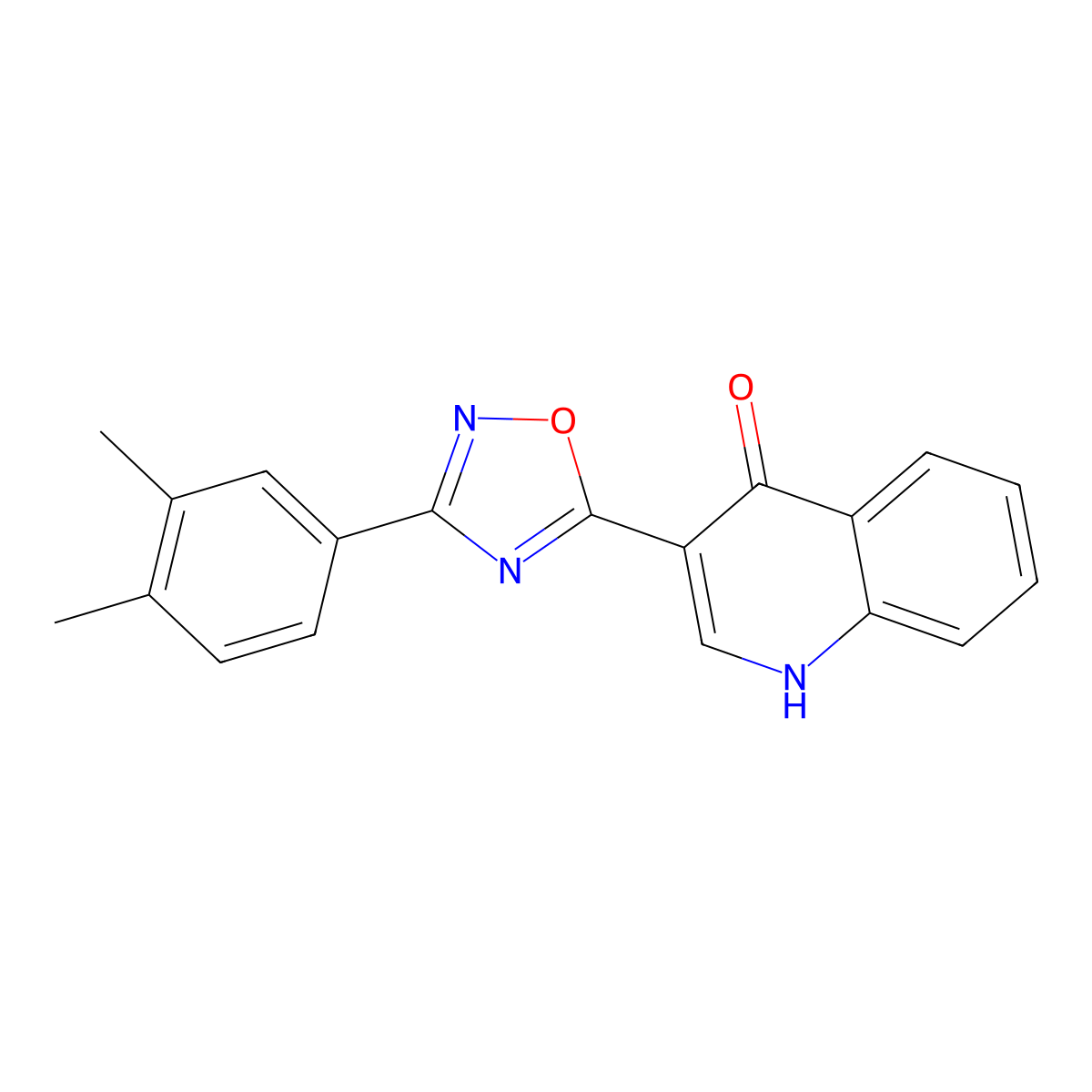 3-(3-(3,4-dimethylphenyl)-1,2,4-oxadiazol-5-yl)quinolin-4(1H)-one molecular structure, CAS 1206990-72-8