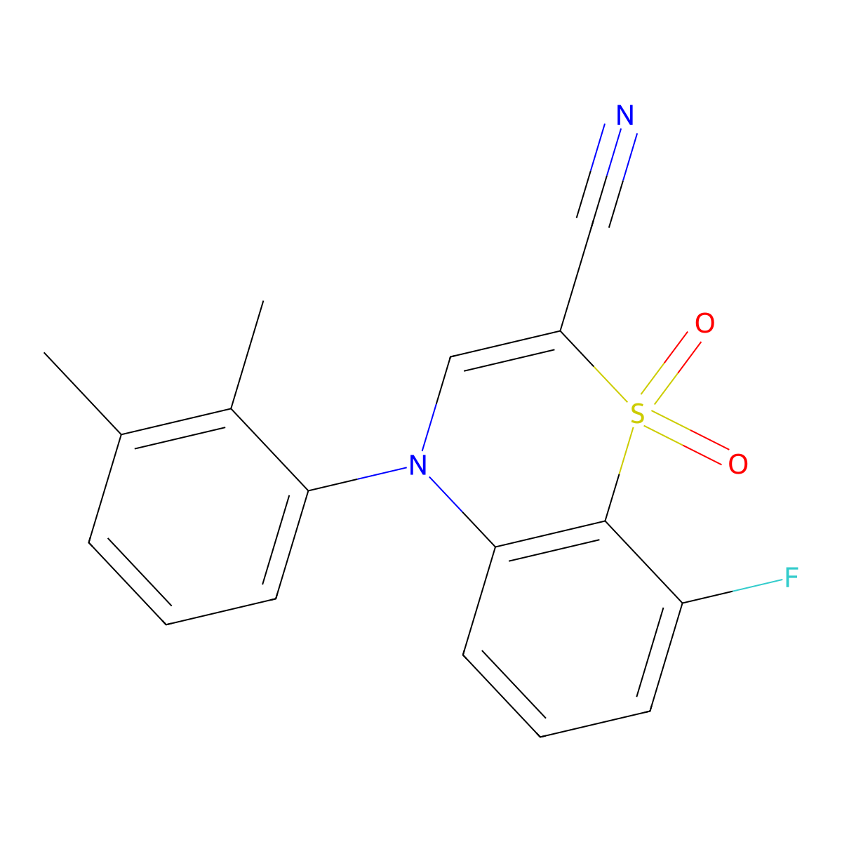 4-(2,3-dimethylphenyl)-8-fluoro-1,1-dioxo-4H-1lambda6,4-benzothiazine-2-carbonitrile molecular structure, CAS 1206990-75-1