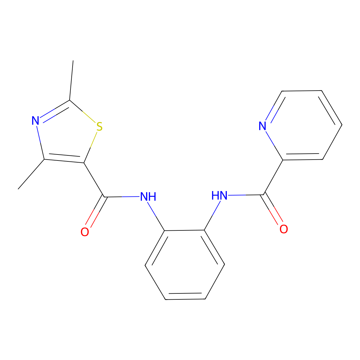 2,4-dimethyl-N-(2-(picolinamido)phenyl)thiazole-5-carboxamide molecular structure, CAS 1206990-77-3