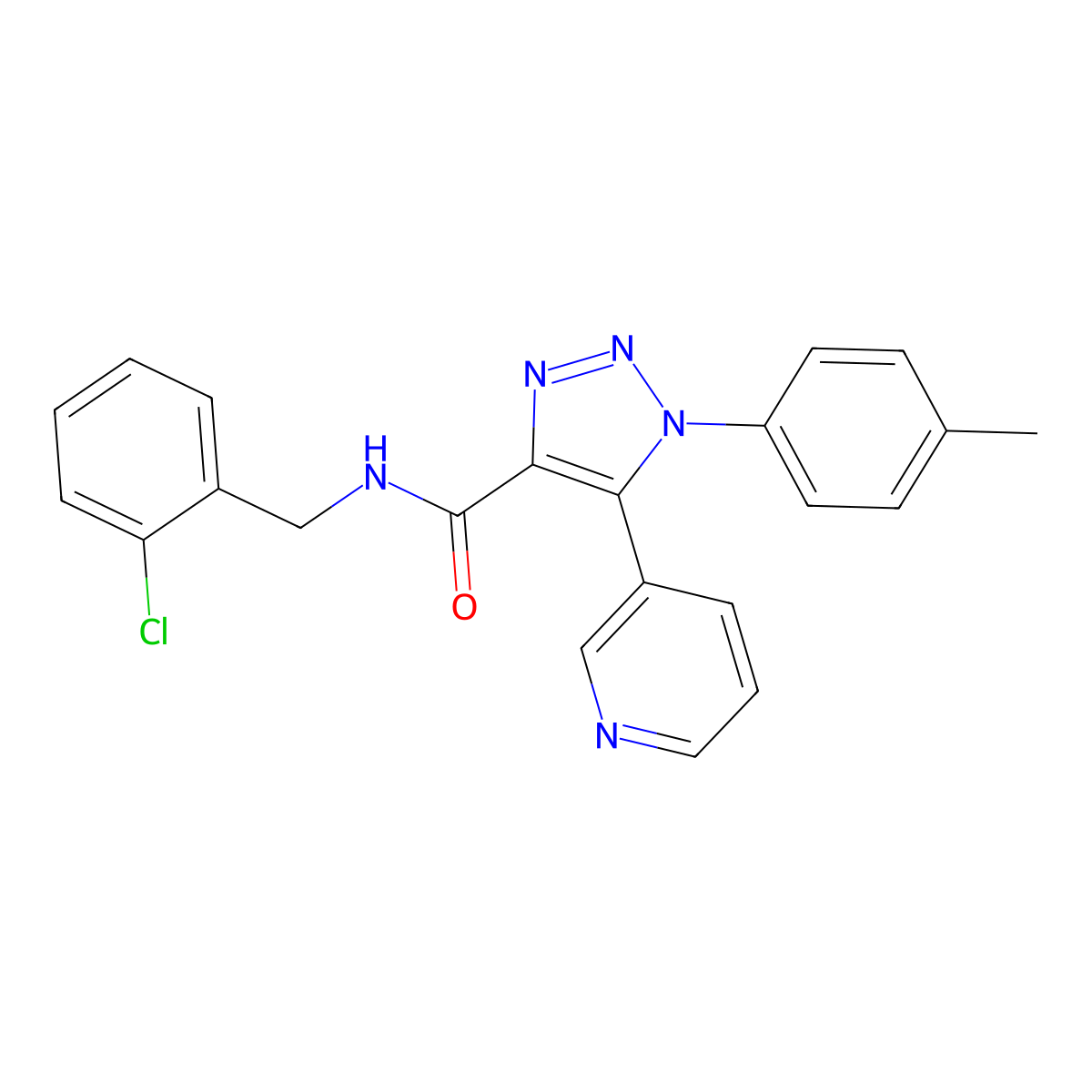 N-[(2-chlorophenyl)methyl]-1-(4-methylphenyl)-5-(pyridin-3-yl)-1H-1,2,3-triazole-4-carboxamide molecular structure, CAS 1206990-83-1