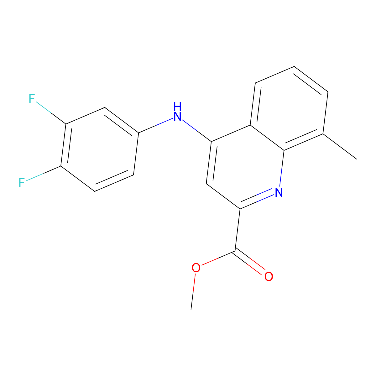 Methyl 4-[(3,4-difluorophenyl)amino]-8-methylquinoline-2-carboxylate molecular structure, CAS 1206990-86-4